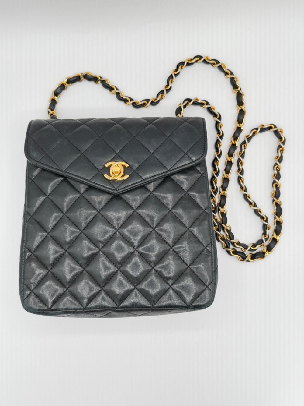CHANEL Authentic Vintage Square Matelassé Lambskin Quilted Crossbody